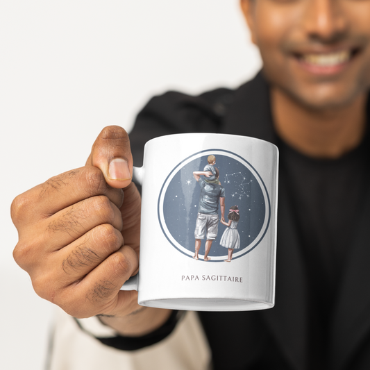 Mug Papa Sagittaire avec son fils et sa fille