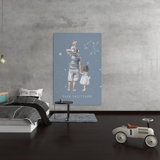 Poster Papa Sagittaire avec son fils et sa fille