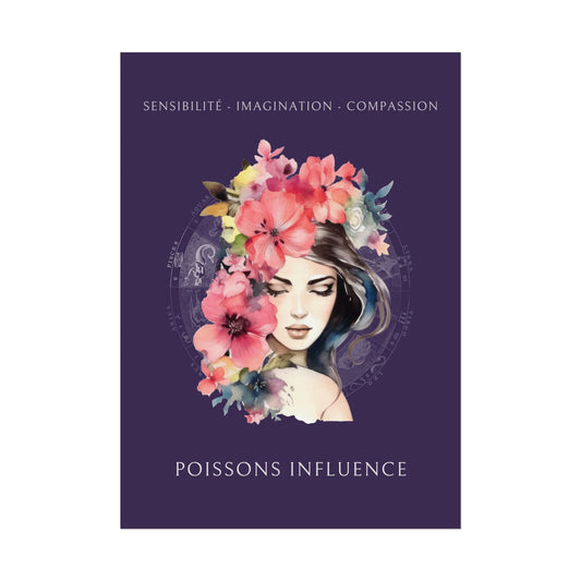 Poster Astrologique Poissons - "Iris, Femme Poissons"