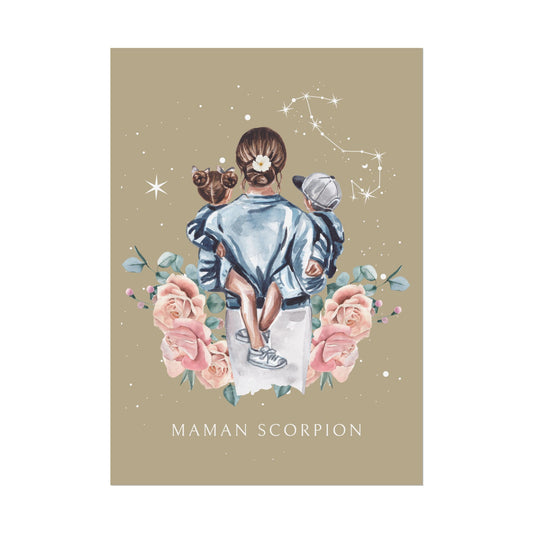 Poster Maman Scorpion avec son fils et sa fille