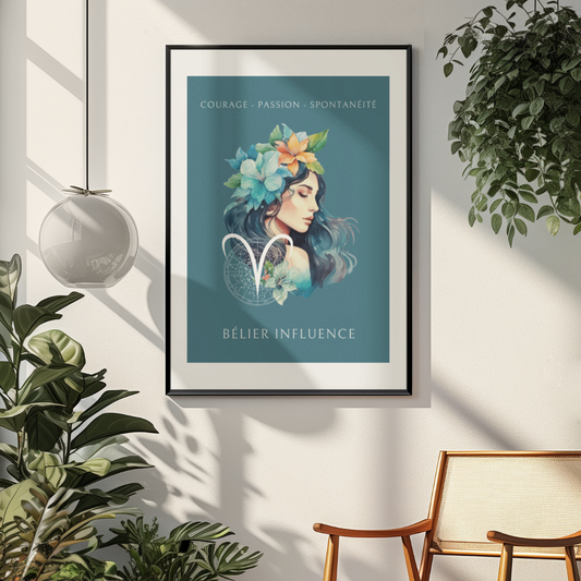 Poster Astrologique Bélier - "Aurélie, Femme Bélier"