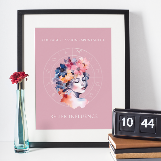 Poster Astrologique Bélier - "Christine, Femme Bélier"