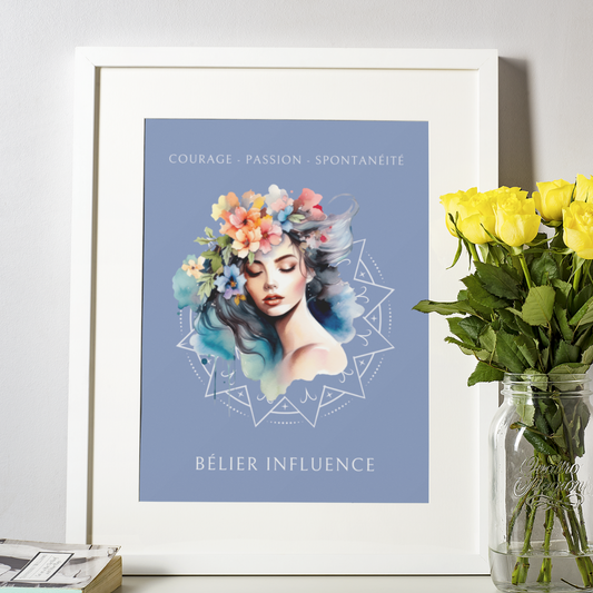 Poster Astrologique Bélier - "Mélody, Femme Bélier"