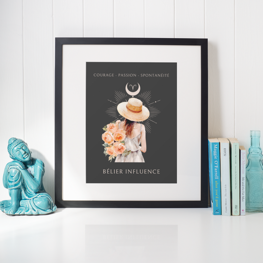 Poster Astrologique Bélier - "Rose, Femme Bélier"