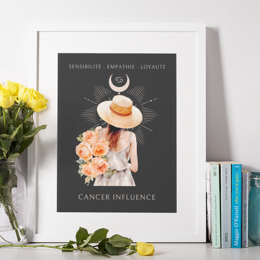 Poster Astrologique Cancer - "Rose, Femme Cancer"