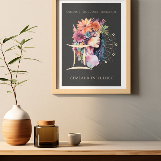 Poster Astrologique Gémeaux - "Mélanie, Femme Gémeaux"
