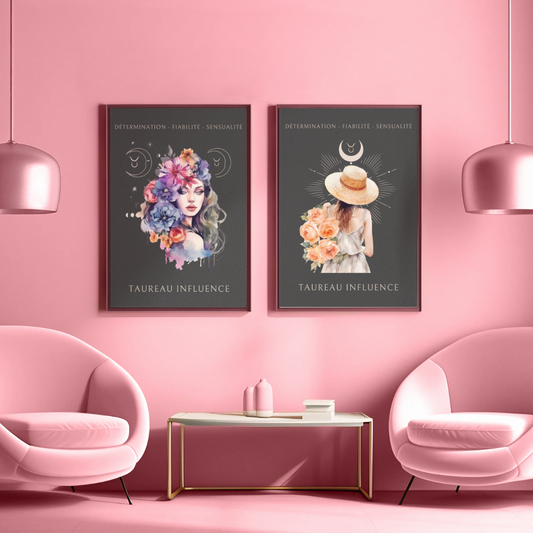 Poster Astrologique Taureau - "Rose, Femme Taureau"