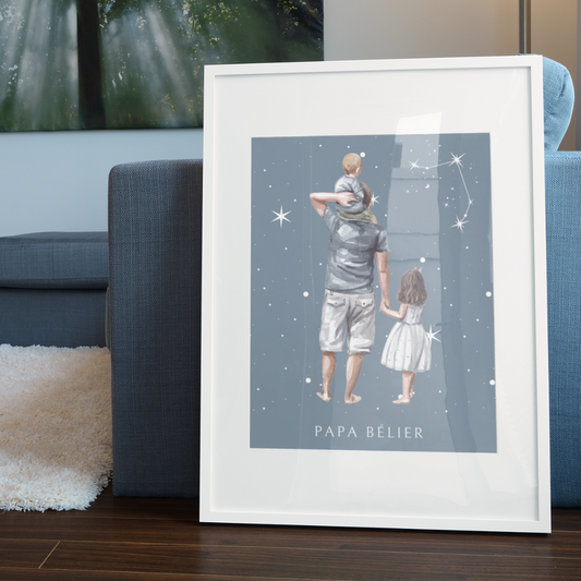 Poster Papa Bélier avec son fils et sa fille