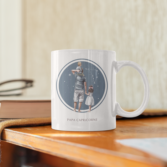 Mug Papa Capricorne avec son fils et sa fille