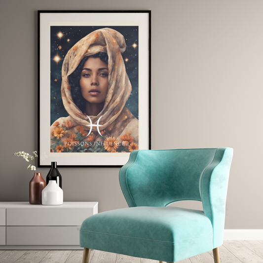 Poster Astrologique Poissons - Jihane, Femme Poissons