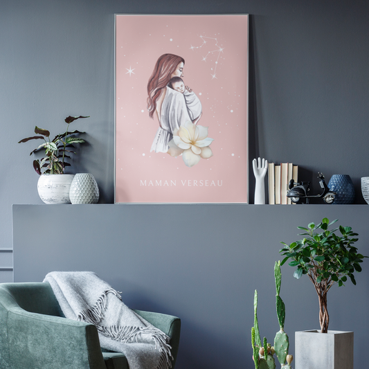 Poster Maman Verseau et son bébé fille