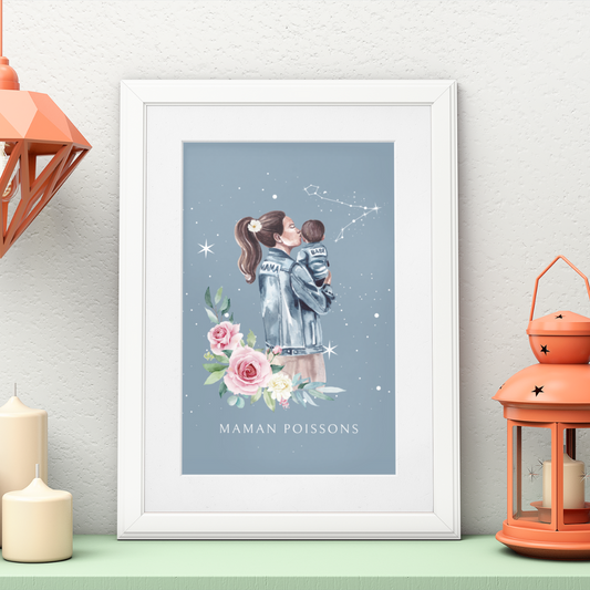 Poster Maman Poissons et son fils