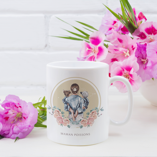 Mug Maman Poissons avec son fils et sa fille