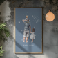 Poster Papa Lion avec son fils et sa fille
