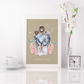 Poster Maman Lion avec son fils et sa fille