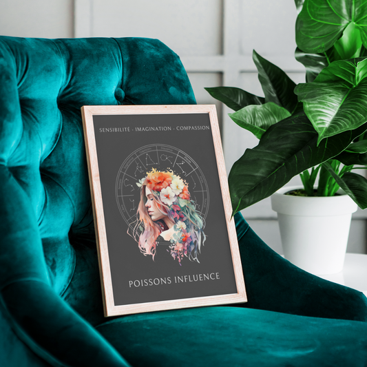 Poster Astrologique Poissons - "Fanny, Femme Poissons"