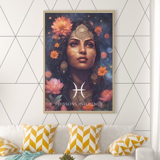Poster Astrologique Poissons - Lakshmi, Femme Poissons