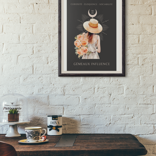 Poster Astrologique Gémeaux - "Rose, Femme Gémeaux"